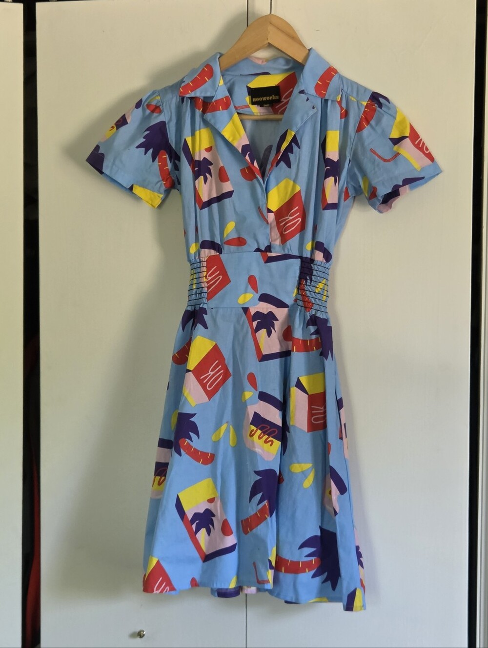 Nooworks Sky Blue Tropical Print Midi Dress
